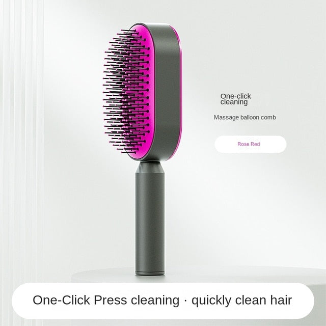 Rejeuna™ Self Cleaning Anti-Static Hair Brush with Nylon Bristles for Thick/Curly Hair Anti-Static,Suitable for All Hair Types