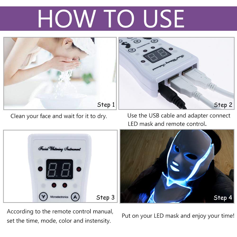 Rejeuna™ LED Facial Mask Light Therapy, 7-1 Colors LED Facial Skin Care Mask