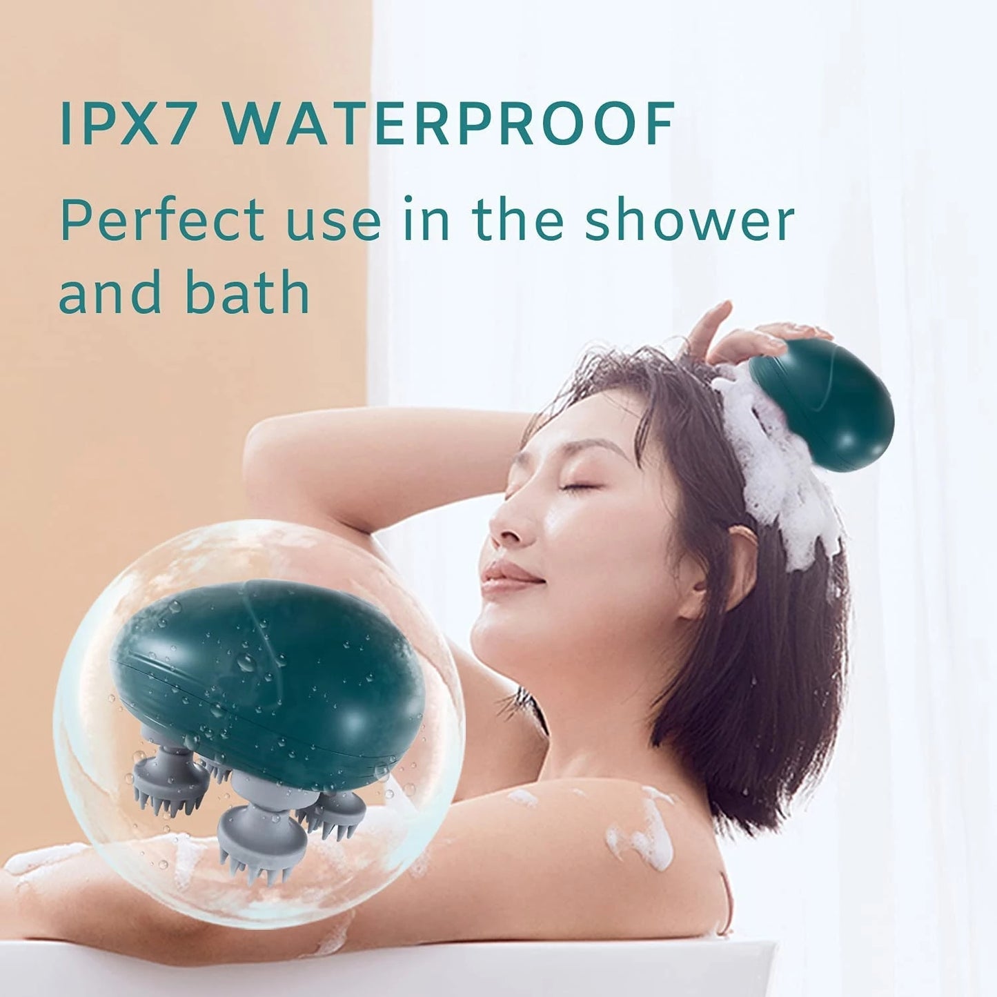 Rejeuna™ Electric Scalp Massager Head Massager Scalp Stress Relax, 5 in 1 Waterproof Handheld Kneading Hair Massage with 8 Removable Massage Claws Cat Massager